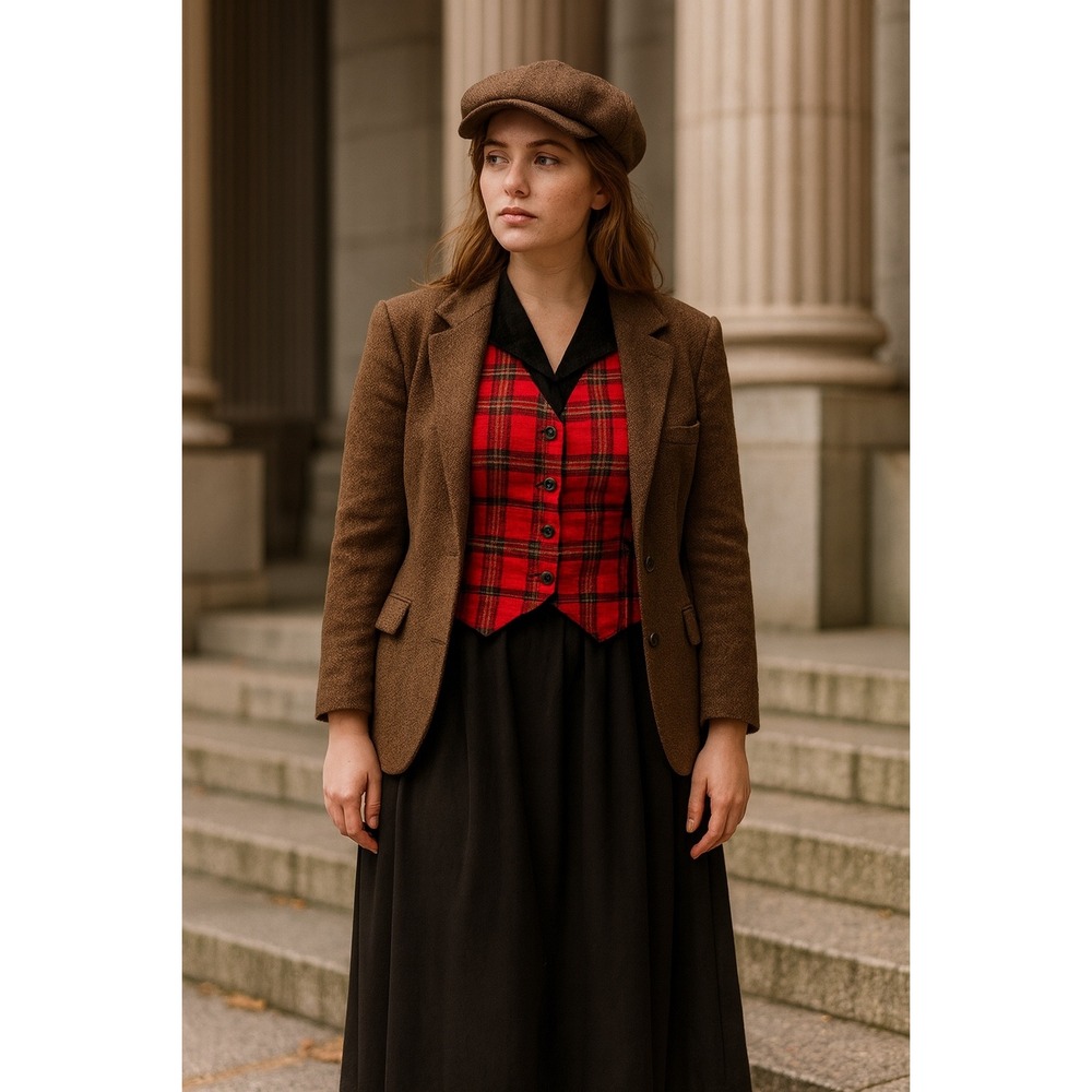 Miss Dorby Vest Dress School Tartan Plaid Womens Size 16P Academia Vintage